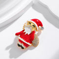 Red Gold Tone Santa Claus Twelve Designs Metal Brooch Pin view 3