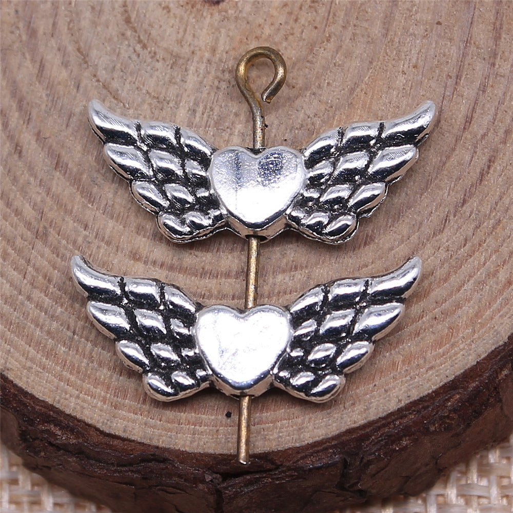 21x9mm 1.1g Zinc Alloy Heart Wing Loose Metal Beads for DIY Bracelet Necklace Jewelry Making