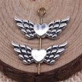 Feathered Wing Heart Small Hole Metal Bead in Three Finishes view 2