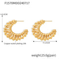 Woven C-Shape Hoop Earrings Gold Silver Copper Plated Pair view 7