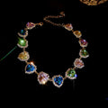 Multicolor Heart Crystal Gold Tone Chain Necklace Jewelry Design view 6