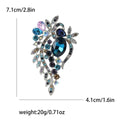 Glass Crystal Leaf Spray Brooch Blue Teal Burgundy view 6