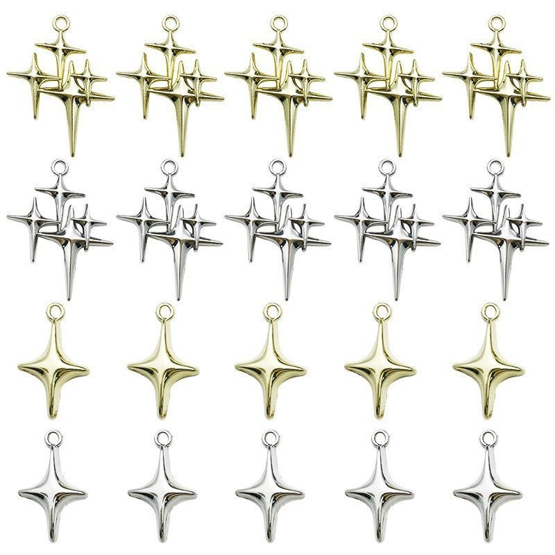 Antique Silver Zinc Alloy Cross Star Charm Pendant for DIY Bracelet Necklace Keychain