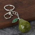Glitter Pear Keychain With Leaf Charm, Split Ring And Lobster Clasp view 4