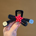 Black Acrylic Bow Red Polka Star Button Claw Hair Clip view 6