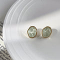 Gold Tone Irregular Translucent Stud Earrings In White Blue And Green view 8