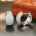 Pave Dome Huggie Hoop Earrings In Gold And Silver Tones view 2