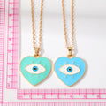 Gold Tone Heart Enamel Lash Evil Eye Pendant Necklaces view 5