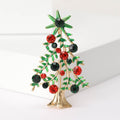 Green Enamel Christmas Tree Brooch Red Green Crystal Ornaments view 6