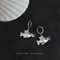 Silver-Tone Bubble Fish Charm Huggie Hoop Drop Earrings view 4