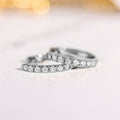 Pave Clear Stone Huggie Hoop Earrings Silver and Gold Tone view 6