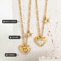 Gold Heart Glass Pendant Necklace Star Charm Double Layer view 2