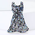 Crystal Flared Dress Brooch in Blue Purple or Bright Red view 2