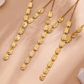 Gold Hammered Teardrop Disc Y Necklace With Extender view 2