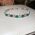 Silver Geometric Flower Oval Crystal Bracelets Four Colors view 8