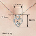 Silver Mother Baby Hug Heart Pendant Necklace Clear CZ view 4