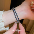 Seven Crystal Slider Bracelet Options In Blue Green Clear Or Champagne view 4