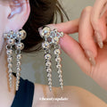 Graduated Metal Ball Fringe Statement Stud Earrings view 3