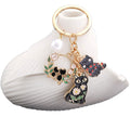 Black Cat Heart Flower Wreath and Pearl Enamel Keychain view 5