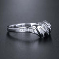 Baguette Clear Stone Knot Ring In Polished Silver Tone view 3