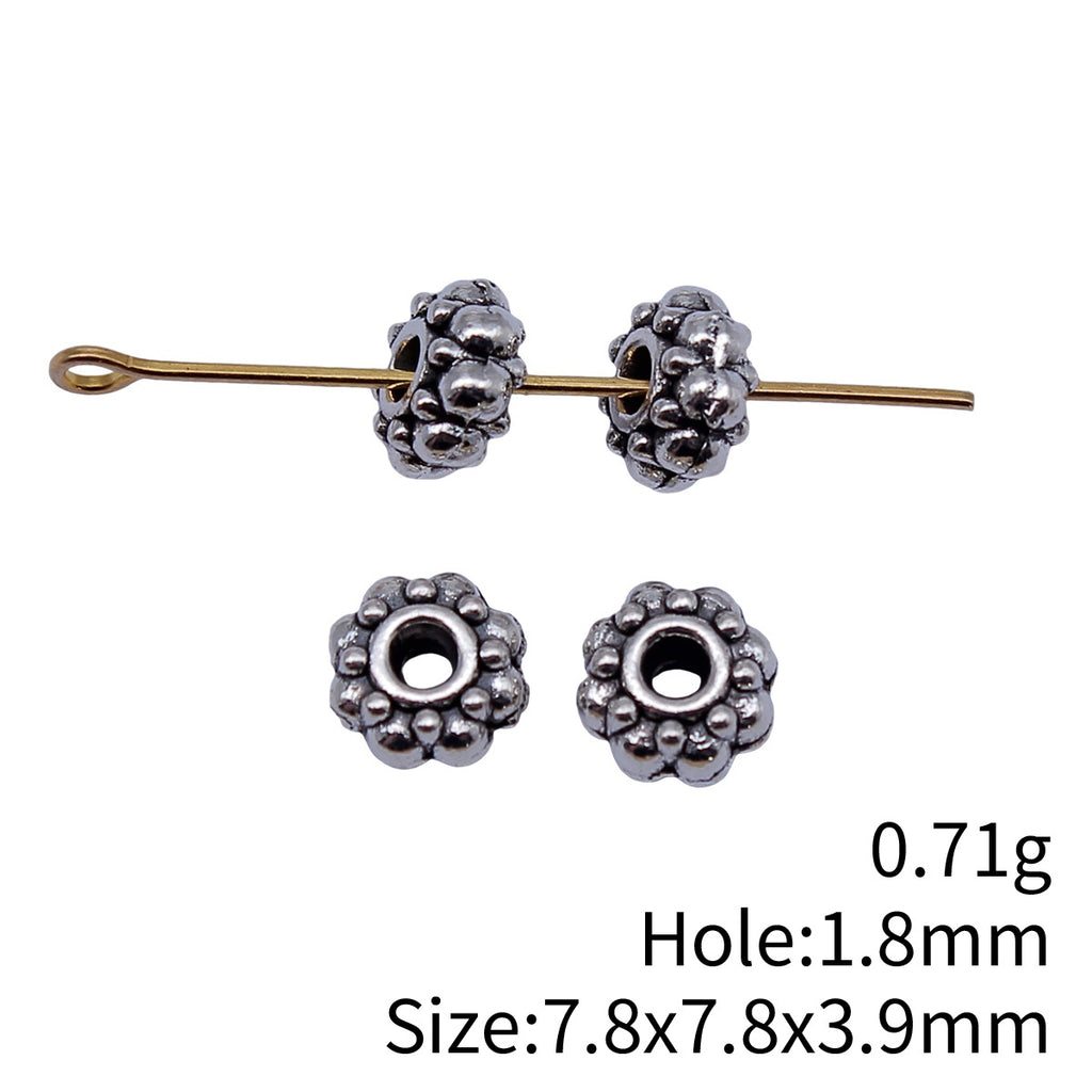7.8x7.8x3.9mm 0.71g Antique Silver Zinc Alloy Flat Round Small Hole Spacer Beads for DIY Bracelet Making