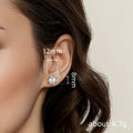 Silver White Pearl Twisted Petal Knot Stud Earrings view 4