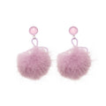 Purple Bow And Fluffy Pompom Earrings - One Style Polished Decorative Design view 5