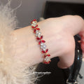 Gold Tone Crystal Flower Leaf Slider Bracelet 2 Colors view 3
