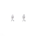 Silver Tone Small Rabbit Silhouette Novelty Stud Earrings view 5