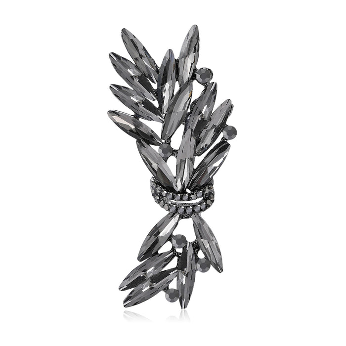 Marquise Crystal Leaf Cluster Bow Brooch Four Colors