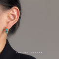 Multicolor Enamel Segment Huggie Hoop Earrings Gold Tone view 2