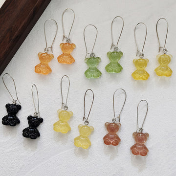 Translucent Gummy Bear Long Hook Earrings in Six Colors