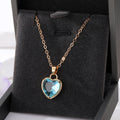 Gold Tone Faceted Heart Crystal Pendant Necklaces in Ten Colors view 5