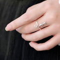 Silver Open Cat Silhouette Ring Adjustable Curled Tail view 3