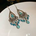 Turquoise Teardrop Filigree Chandelier Hook Earrings view 6
