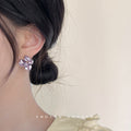 Pink Geometric Cube Glass Crystal Cluster Stud Earrings view 2