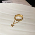Gold Crystal Starburst Open Ring and Star Charm Ring view 7