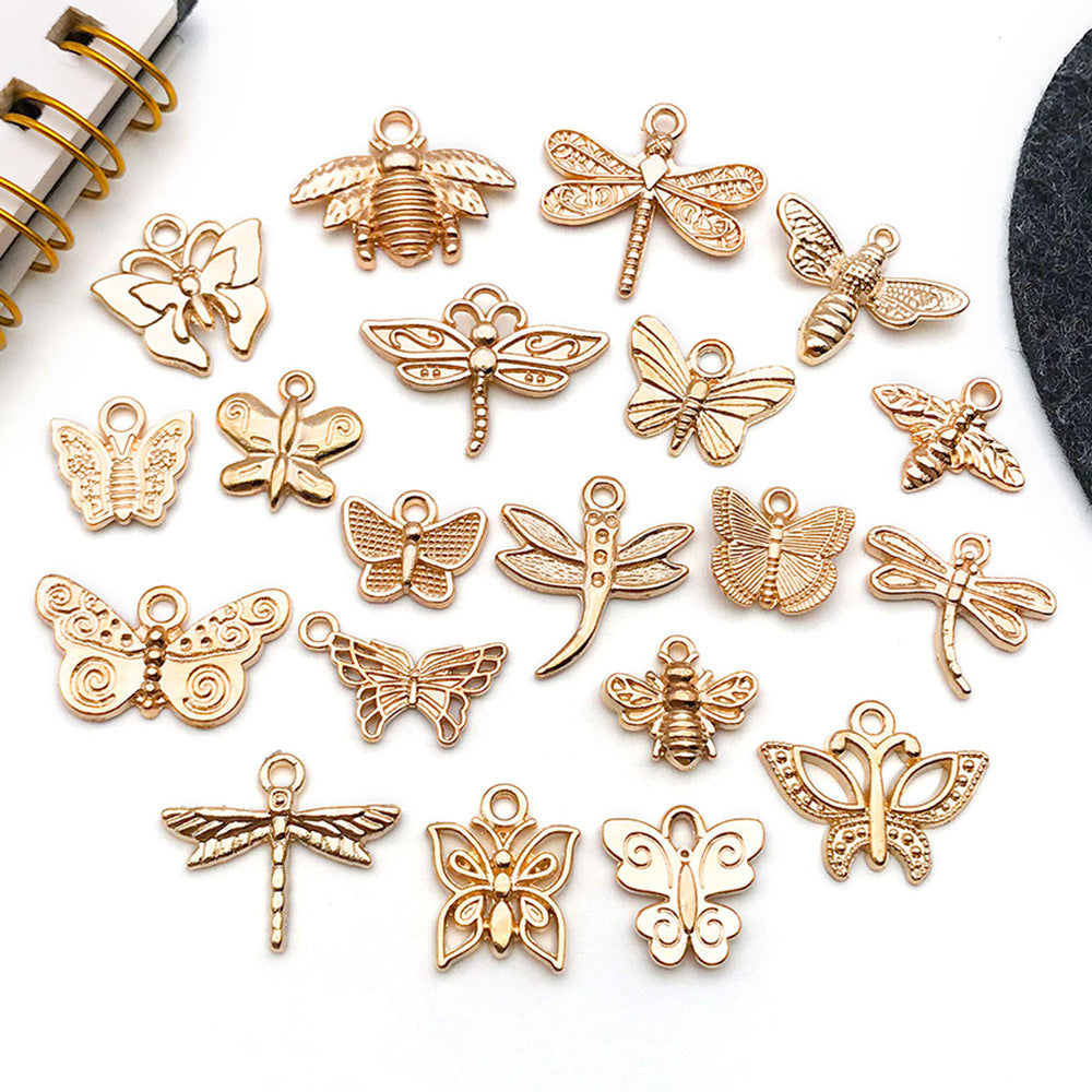 KC Gold Zinc Alloy Butterfly Dragonfly Bee Animal Charm Pendant for DIY Jewelry Making