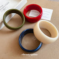 Round Acrylic Marbled Solid Wide Cuff Bangle 3 Styles view 4