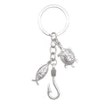 Silver Turtle Jesus Fish Hook Christian Charm Keychain view 5