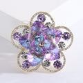 Large Layered Crystal Flower Brooch in Blue or Purple view 7