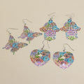 Rainbow Hamsa Heart and Butterfly Openwork Hook Earrings view 1