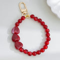 Cat Eye Bead Bracelet Keychain With Heart Shaped Beads view 4