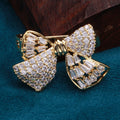 Crystal Bow Brooch A Small Gold-Tone Bow Densely Set view 4