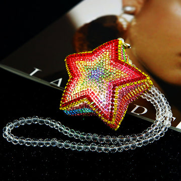 Jeweled Star Hanging Ornaments in Multicolor Gold Champagne and White