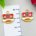Sand Gold Zinc Alloy Lion Dance Enamel Charm Pendant for DIY Bracelet Necklace