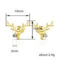 Gold Deer Head Stud Earrings with Clear CZ Accent Stone view 4