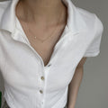 Delicate Drop Necklace with Geometric Metal Accents view 3