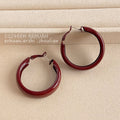 Anke Red Glossy Lacquer Thick Hoop Earrings Three Sizes view 4