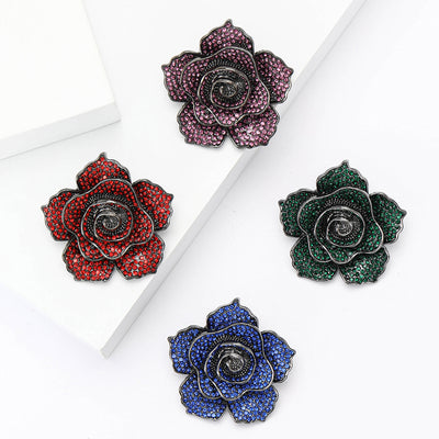 Crystal Rose Flower brooch shown from the front